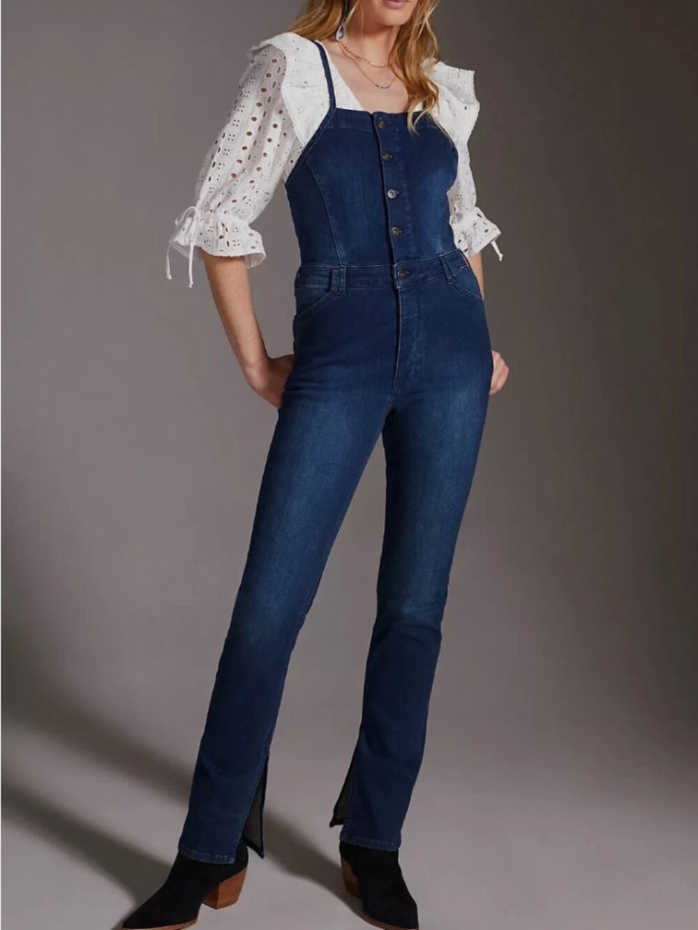 Anthropologie Pilcro Split-Seam Denim Overalls Size 26 Petite